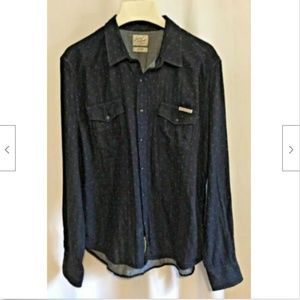 Lucky Brand Men's Shirt Western Cotton Dark Blue